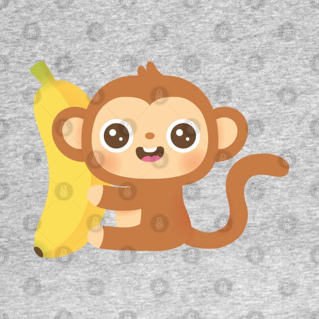 Cute Little Monkey and Banana by rustydoodle
